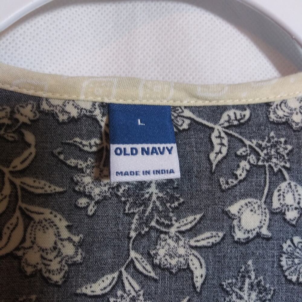 Old Navy Black Floral Long-Sleeve Boho Mini Dress Size L - Picture 4 of 11